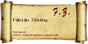 Fábián Zétény névjegykártya